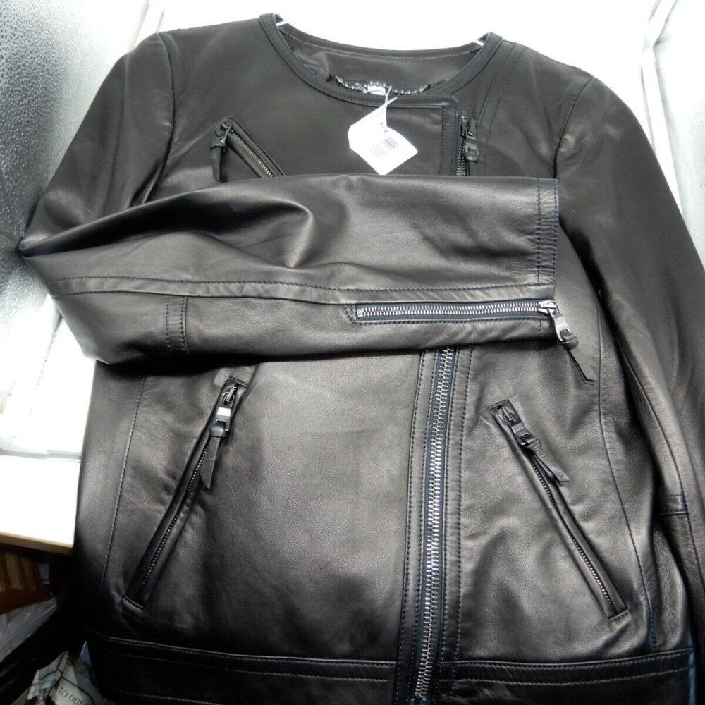 NWT COACH 84043 Collarless Leather Racer Jacket Moto MED $898